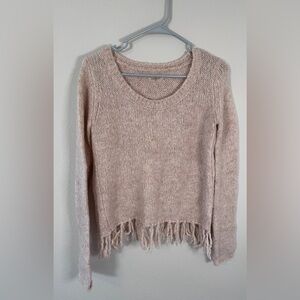 Sundays One Blush Pink Fringed chunky oversized Sweater size small